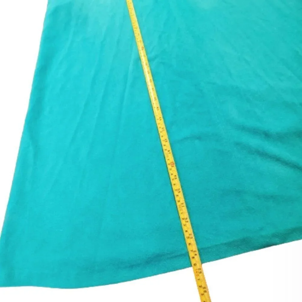 Vintage Vanity Fair Embroidered Mock Neck Night Gown House Coat Maxi Teal Size L